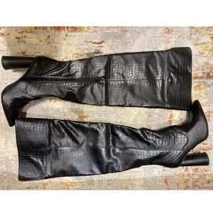 Public Desire over the knee croc heeled boots in US 9